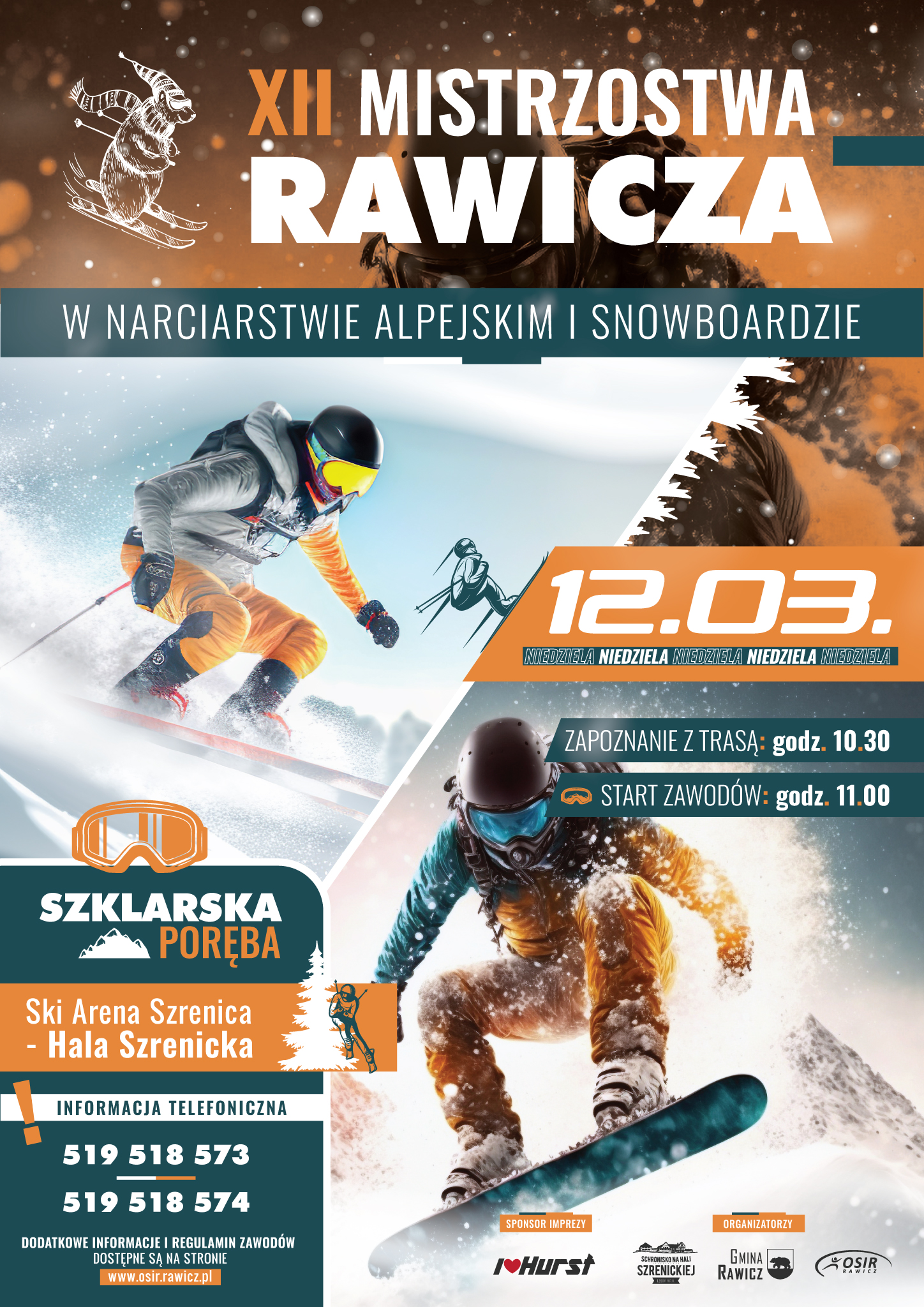XII MISTRZOSTWA RAWICZA W NARCIARSTWIE ALPEJSKIM I SNOWBOARDZIE 